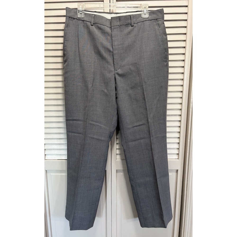 Towncraft Trouser Straight Leg Flat Front Dress Pant Gray Size 34x30 Mid Rise